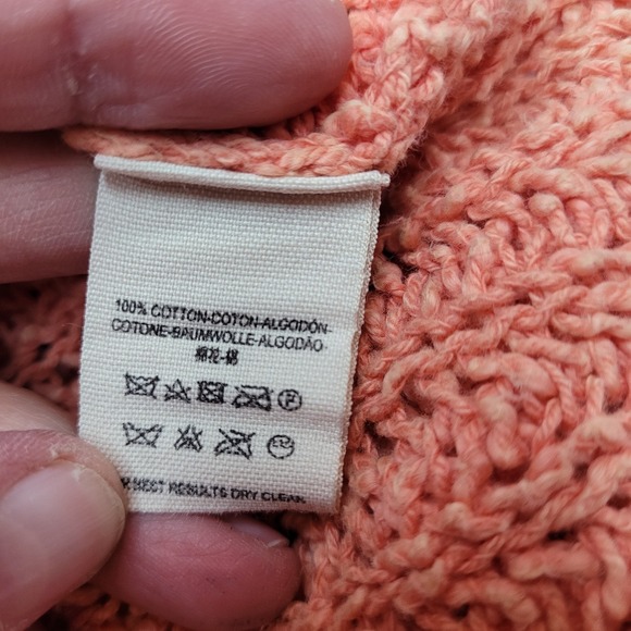 Free People Loose Weave Orange Oversized Sweater Chest‎ Pocket Small - Picture 6 of 6